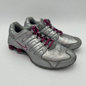 Nike Shox Metallic Silver Pink Sneakers Womens Size 8.5 Athletic Retro Vintage